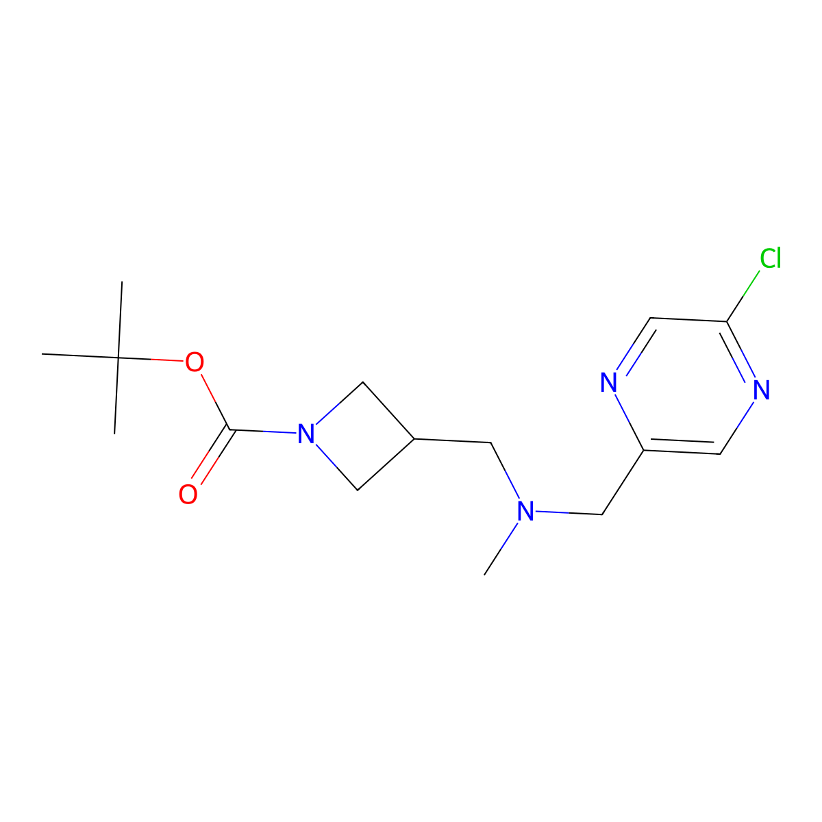 Tert-butyl 3-({[(5-chloropyrazin-2-yl)methyl](methyl)amino}methyl)azetidine-1-carboxylate molecular structure, CAS 2377031-74-6