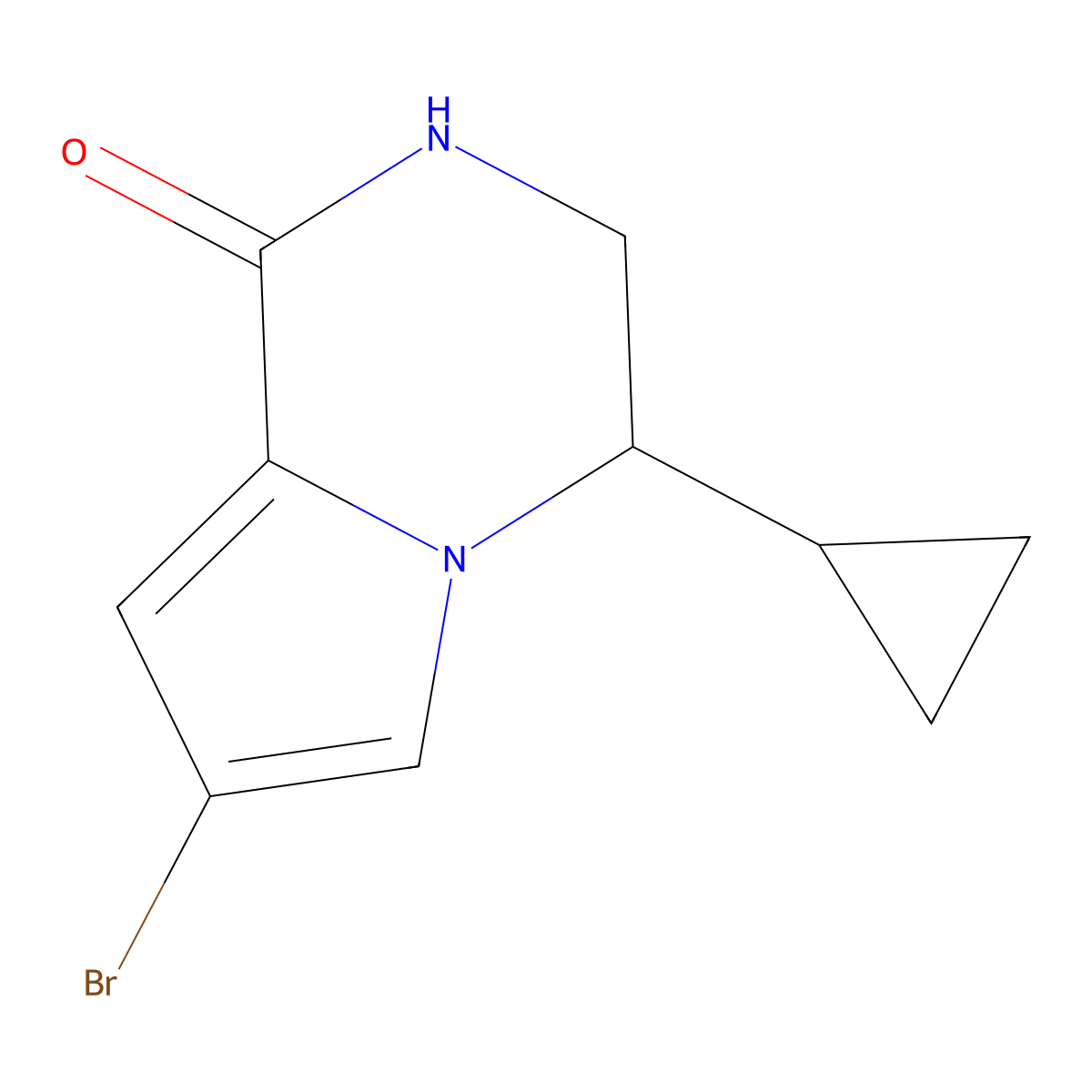 7-bromo-4-cyclopropyl-1H,2H,3H,4H-pyrrolo[1,2-a]pyrazin-1-one molecular structure, CAS 2377031-78-0