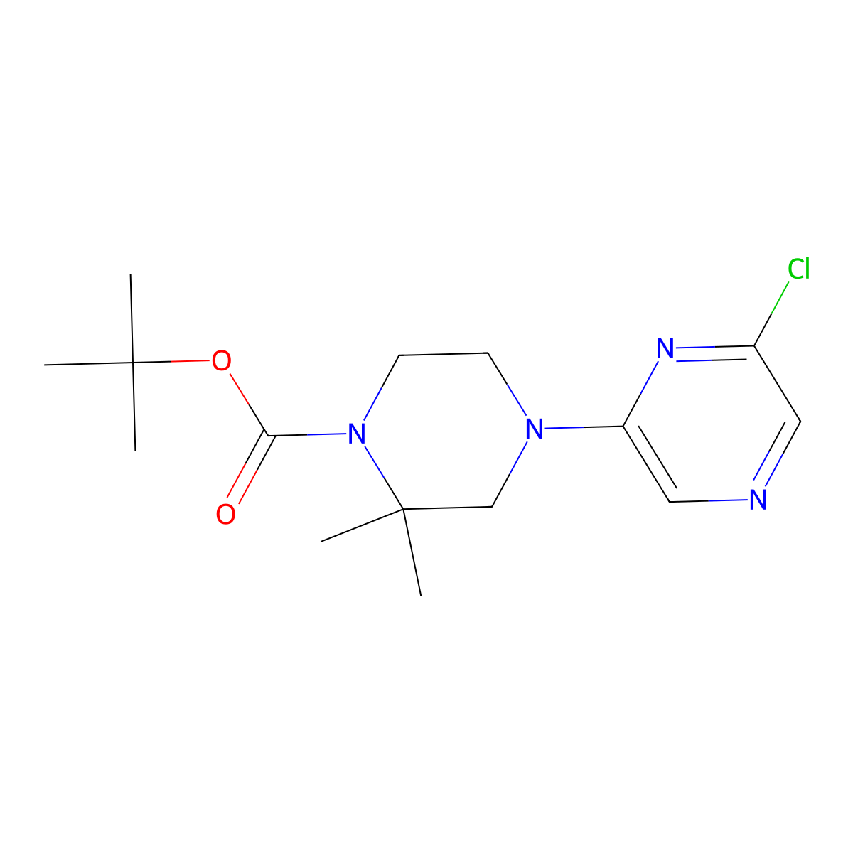 Tert-butyl 4-(6-chloropyrazin-2-yl)-2,2-dimethylpiperazine-1-carboxylate molecular structure, CAS 2377031-82-6