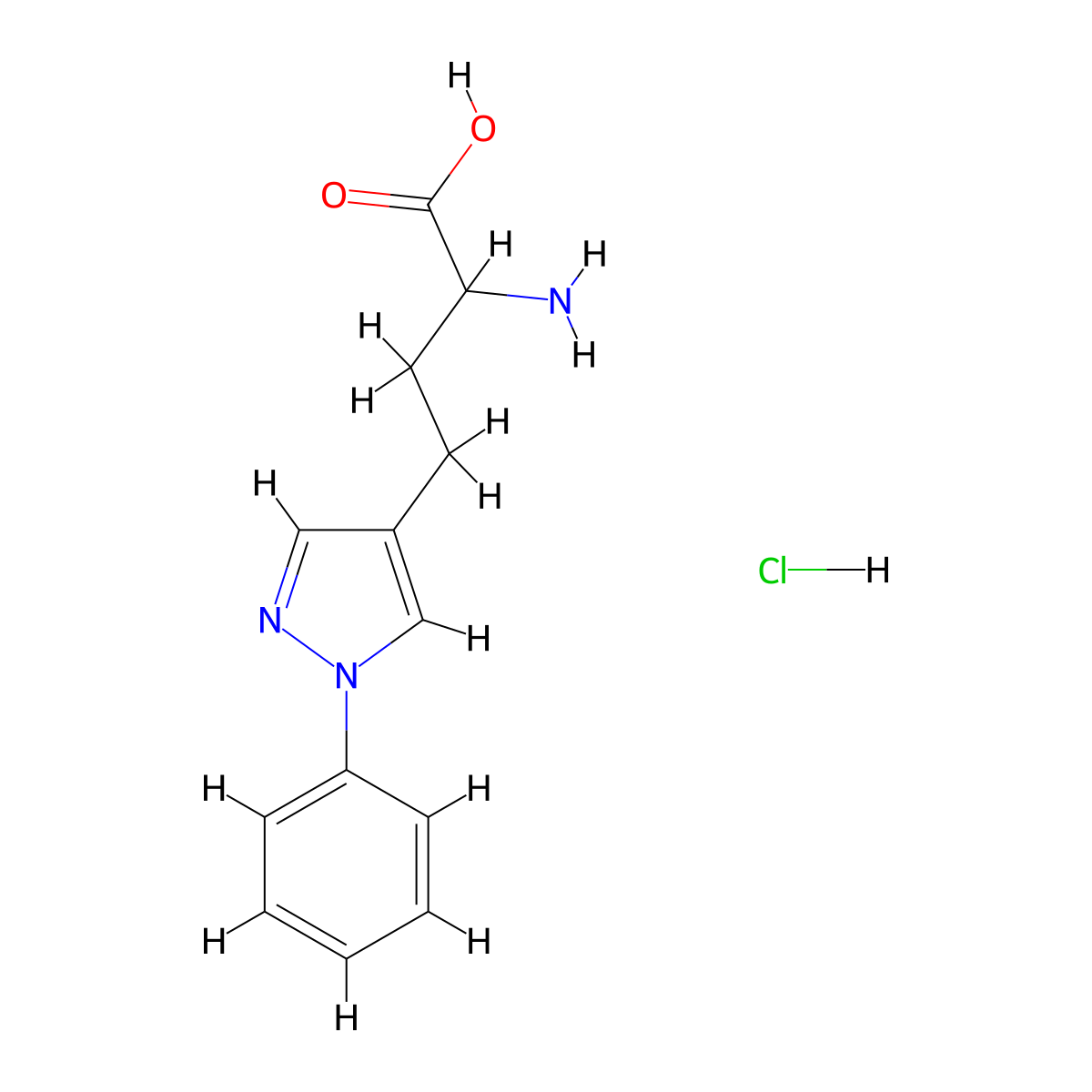 2-amino-4-(1-phenyl-1H-pyrazol-4-yl)butanoic acid hydrochloride molecular structure, CAS 2377031-87-1