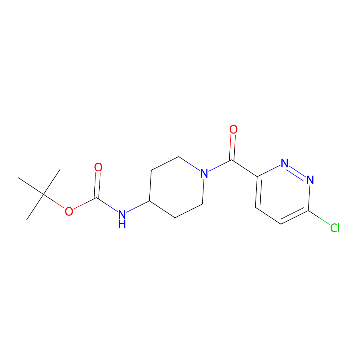 Tert-butyl N-[1-(6-chloropyridazine-3-carbonyl)piperidin-4-yl]carbamate molecular structure, CAS 2377031-90-6