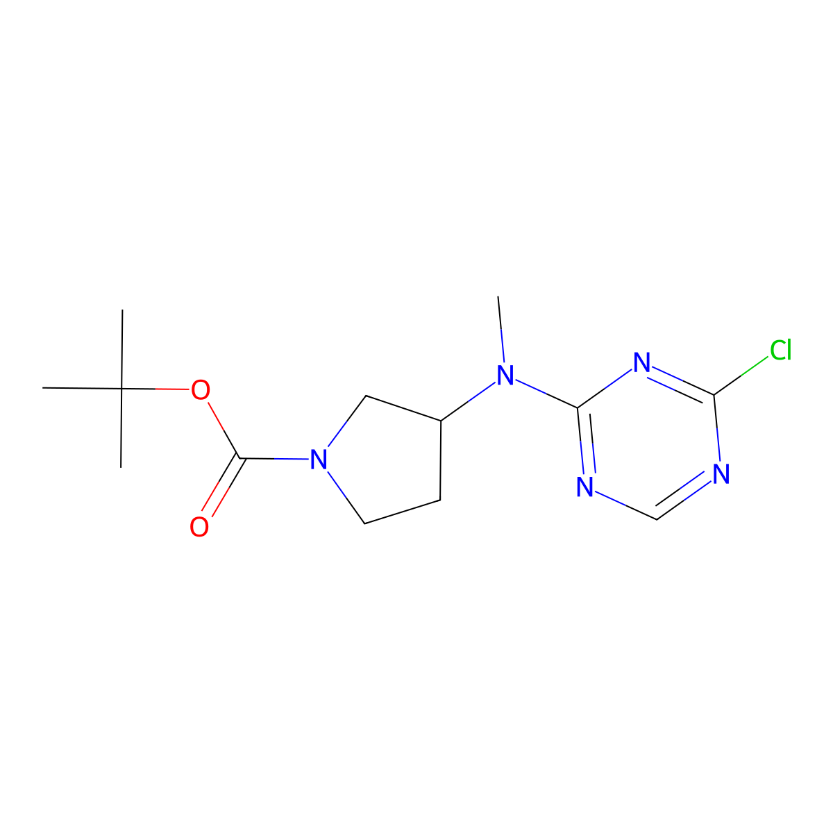 Tert-butyl3-[(4-chloro-1,3,5-triazin-2-yl)(methyl)amino]pyrrolidine-1-carboxylate molecular structure, CAS 2377031-94-0