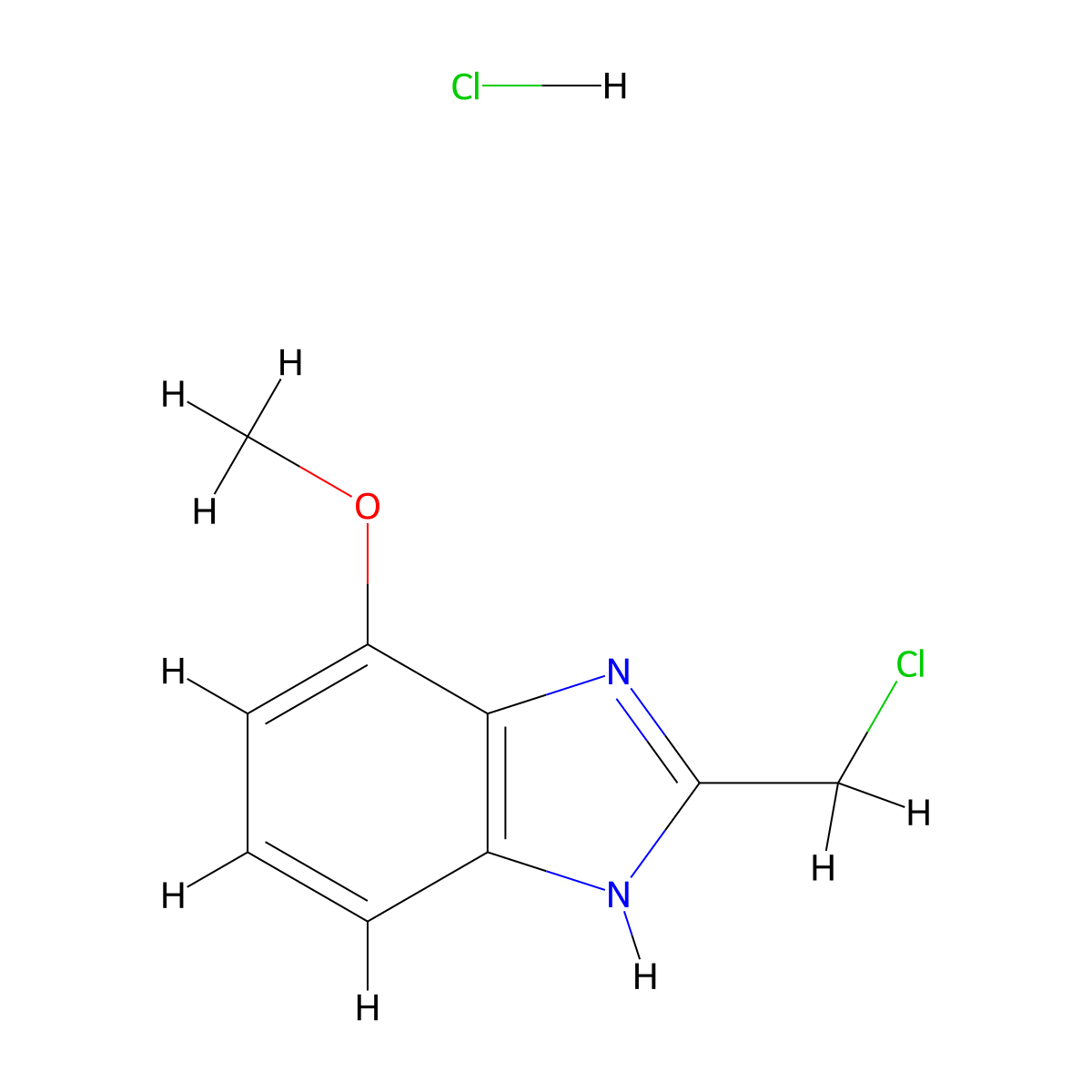 2-(chloromethyl)-4-methoxy-1H-1,3-benzodiazole hydrochloride molecular structure, CAS 2377031-97-3
