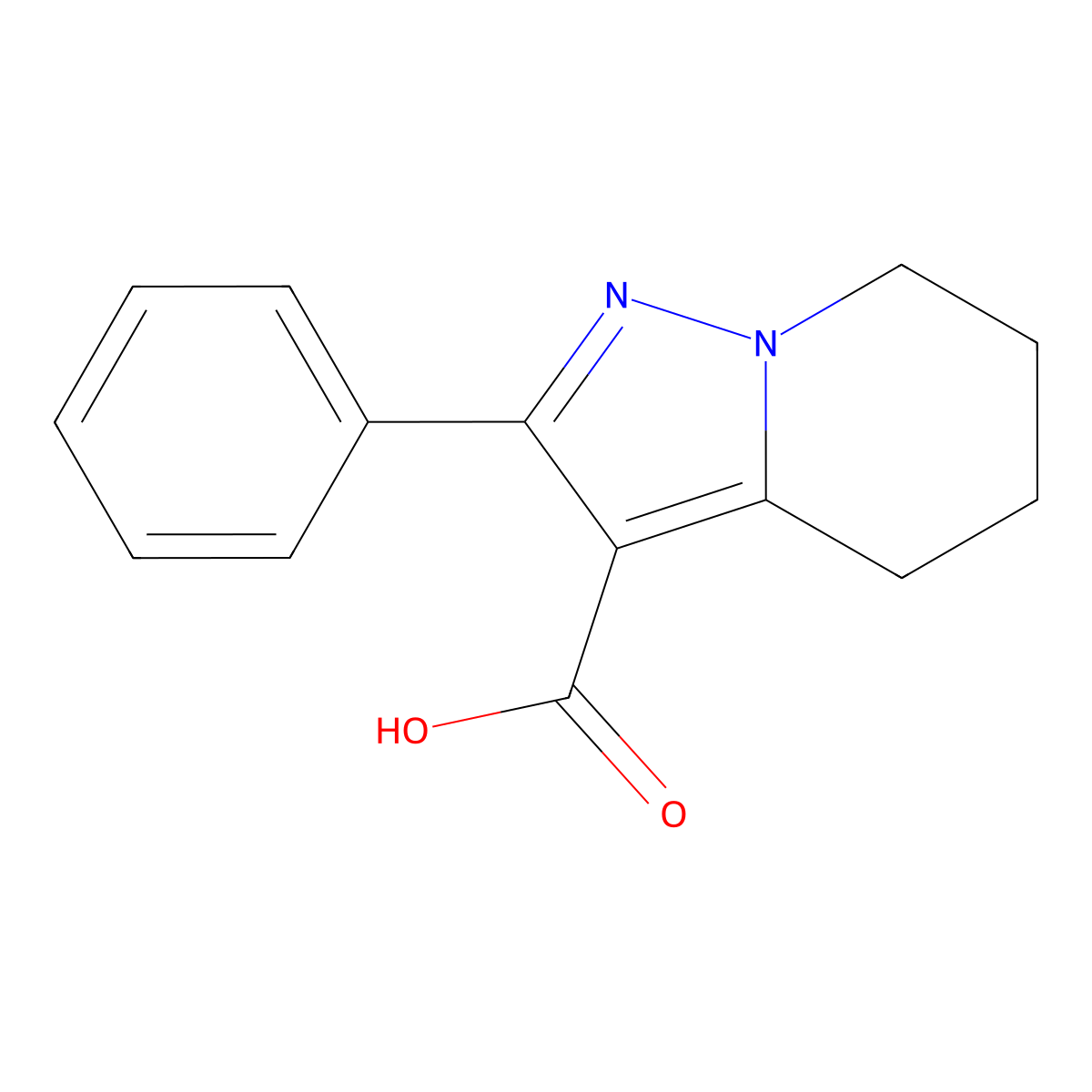 2-Phenyl-4,5,6,7-tetrahydropyrazolo[1,5-a]pyridine-3-carboxylic acid molecular structure, CAS 2377032-02-3