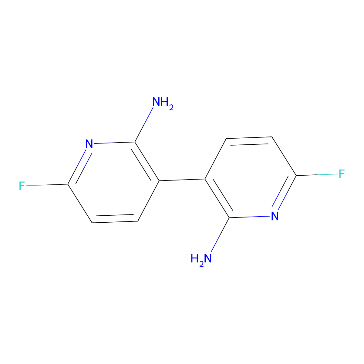 3-(2-Amino-6-fluoropyridin-3-yl)-6-fluoropyridin-2-amine molecular structure, CAS 2377032-04-5