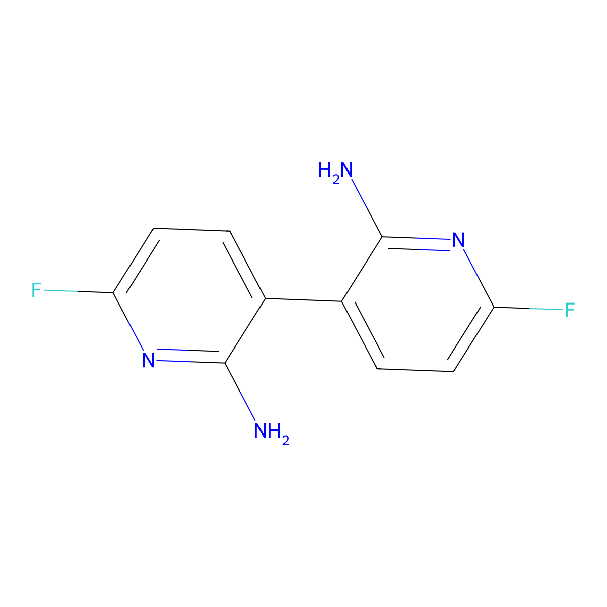 3-(2-Amino-6-fluoropyridin-3-yl)-6-fluoropyridin-2-amine molecular structure, CAS 2377032-04-5