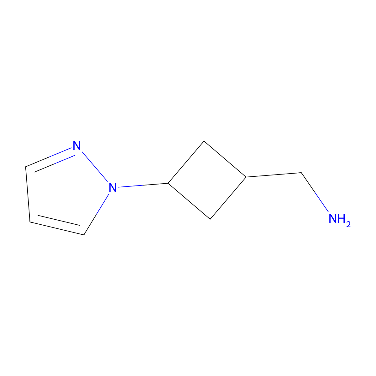 1-[3-(1H-pyrazol-1-yl)cyclobutyl]methanamine molecular structure, CAS 2377032-09-0