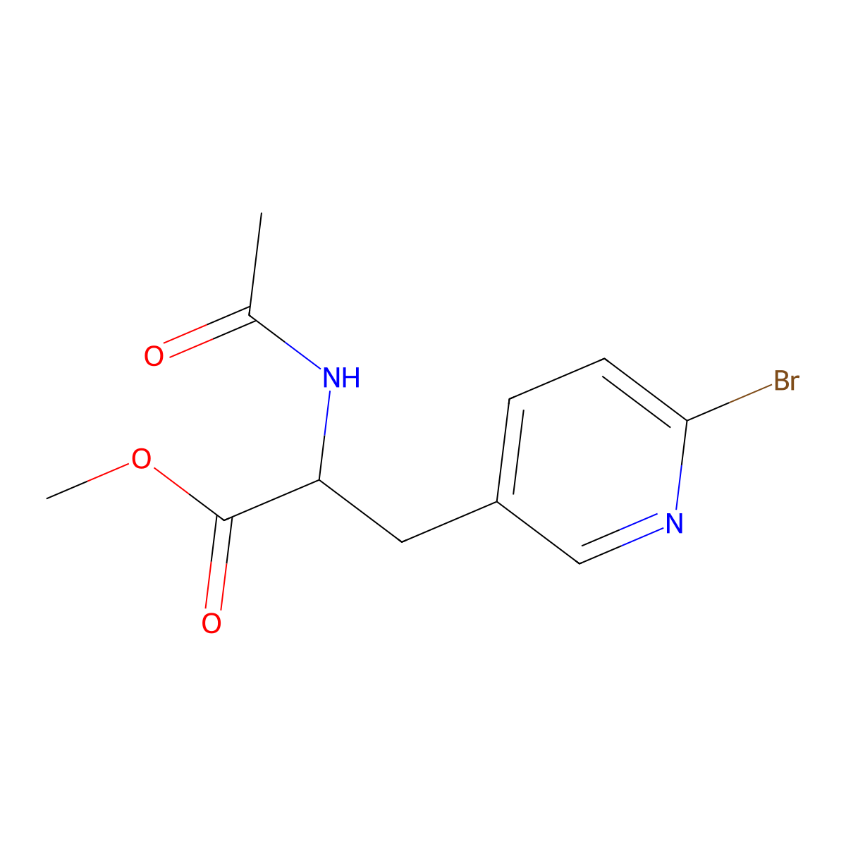 Methyl3-(6-bromopyridin-3-yl)-2-acetamidopropanoate molecular structure, CAS 2377032-10-3