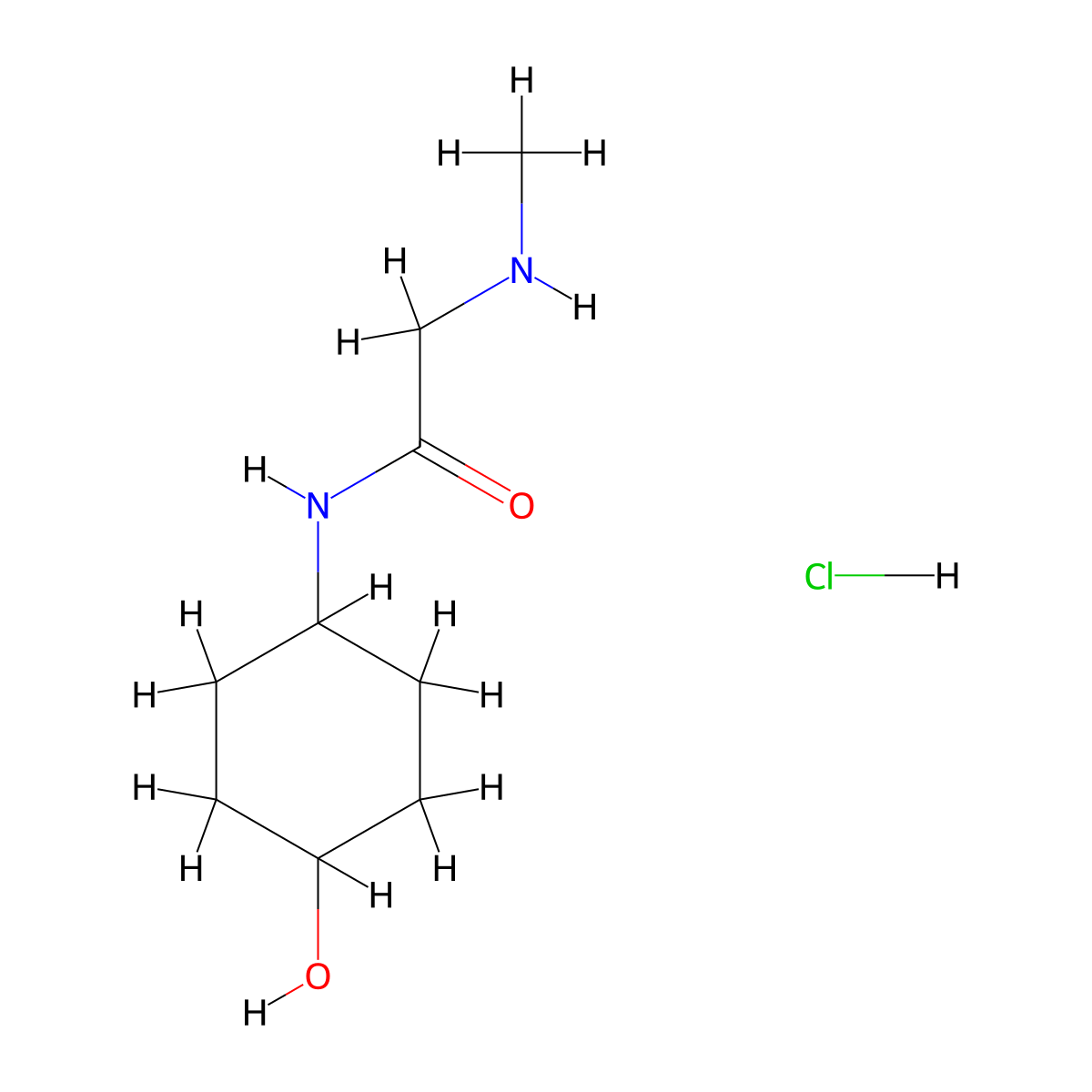 rac-2-(methylamino)-N-((1r,4r)-4-hydroxycyclohexyl)acetamide hydrochloride molecular structure, CAS 2377032-11-4