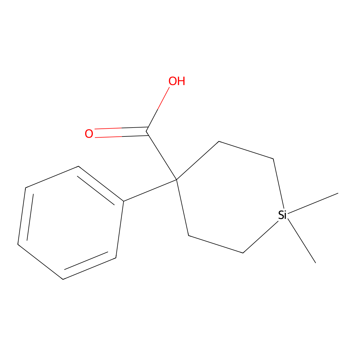 1,1-Dimethyl-4-phenylsilinane-4-carboxylic acid molecular structure, CAS 2377032-15-8