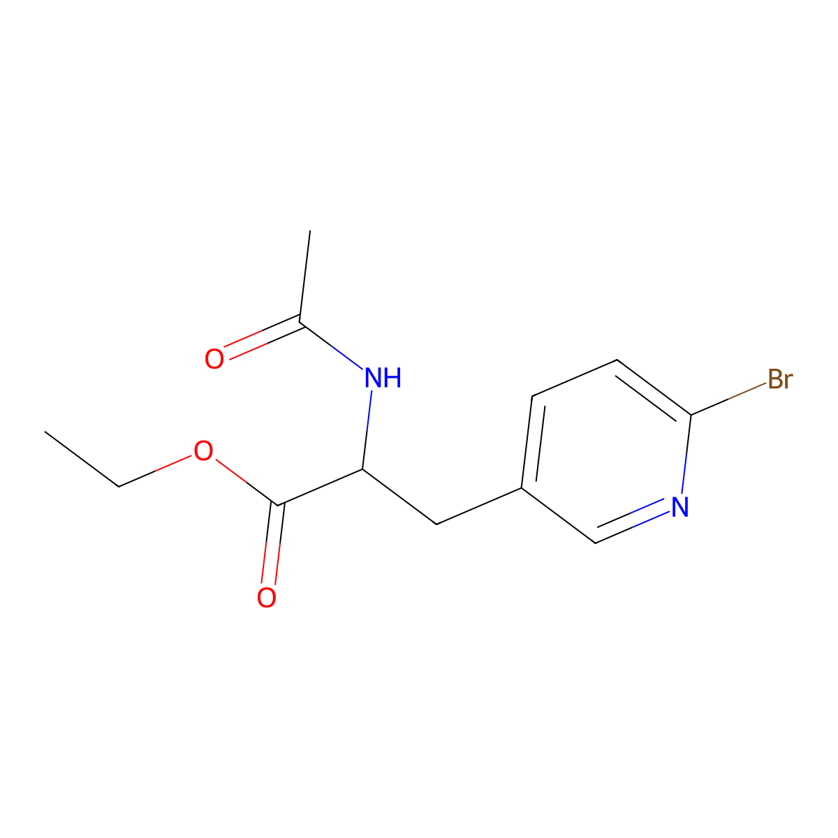 Ethyl3-(6-bromopyridin-3-yl)-2-acetamidopropanoate molecular structure, CAS 2377032-22-7