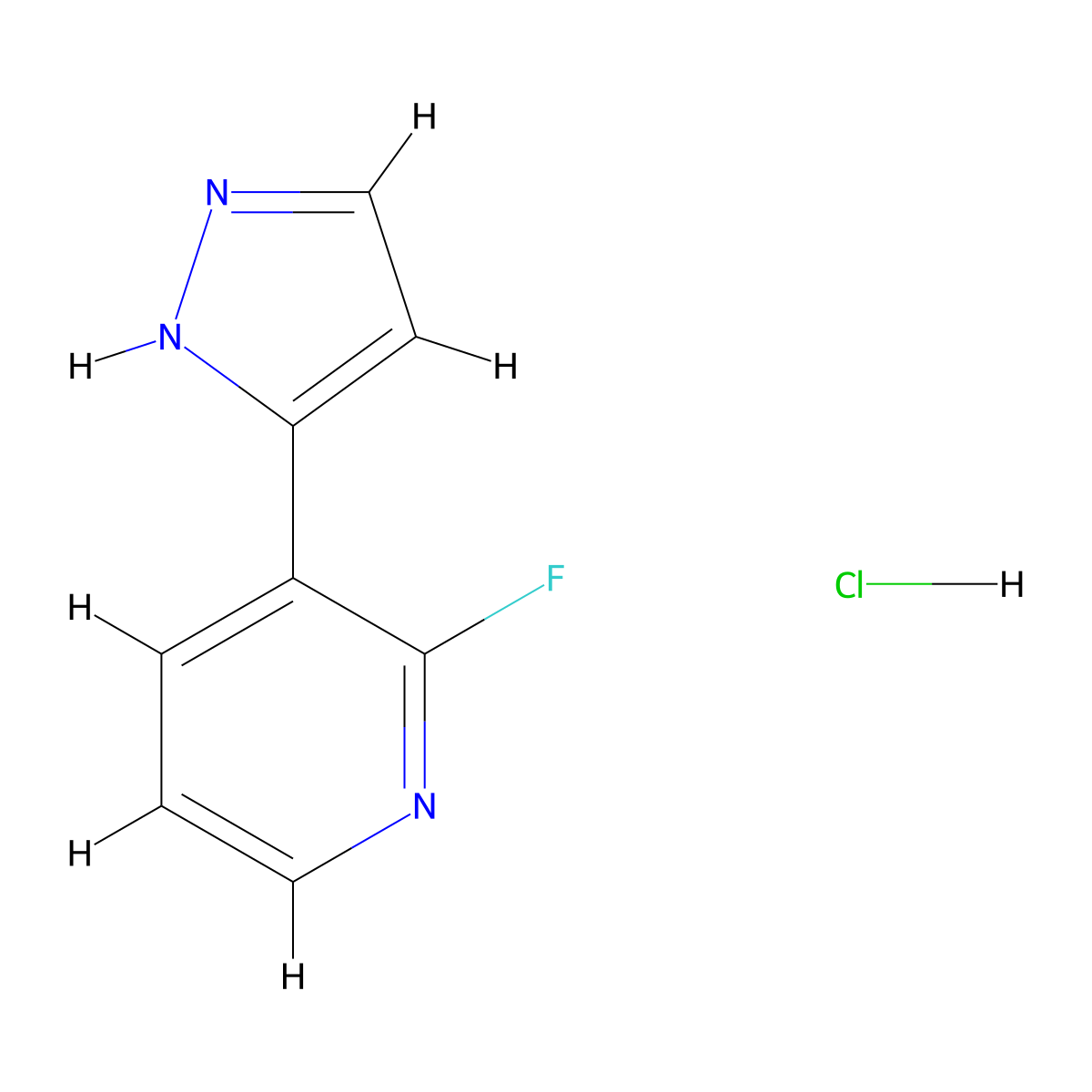 2-fluoro-3-(1H-pyrazol-3-yl)pyridine hydrochloride molecular structure, CAS 2377032-23-8