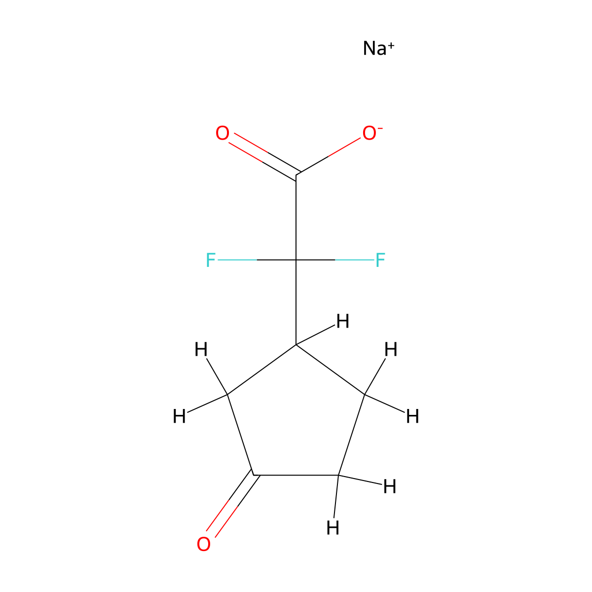 Sodium 2,2-difluoro-2-(3-oxocyclopentyl)acetate molecular structure, CAS 2377032-31-8