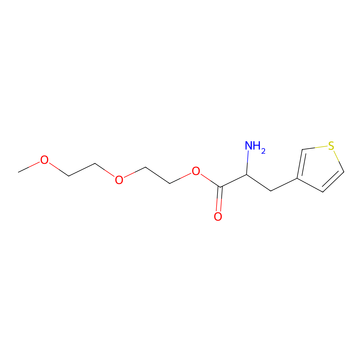 2-(2-Methoxyethoxy)ethyl 2-amino-3-(thiophen-3-yl)propanoate molecular structure, CAS 2377032-33-0