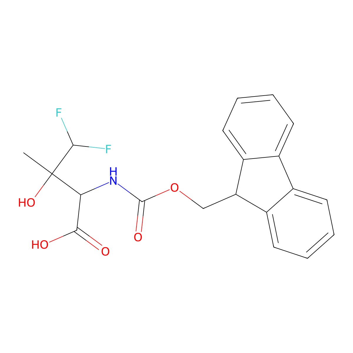 2-({[(9H-fluoren-9-yl)methoxy]carbonyl}amino)-4,4-difluoro-3-hydroxy-3-methylbutanoic acid molecular structure, CAS 2377032-37-4