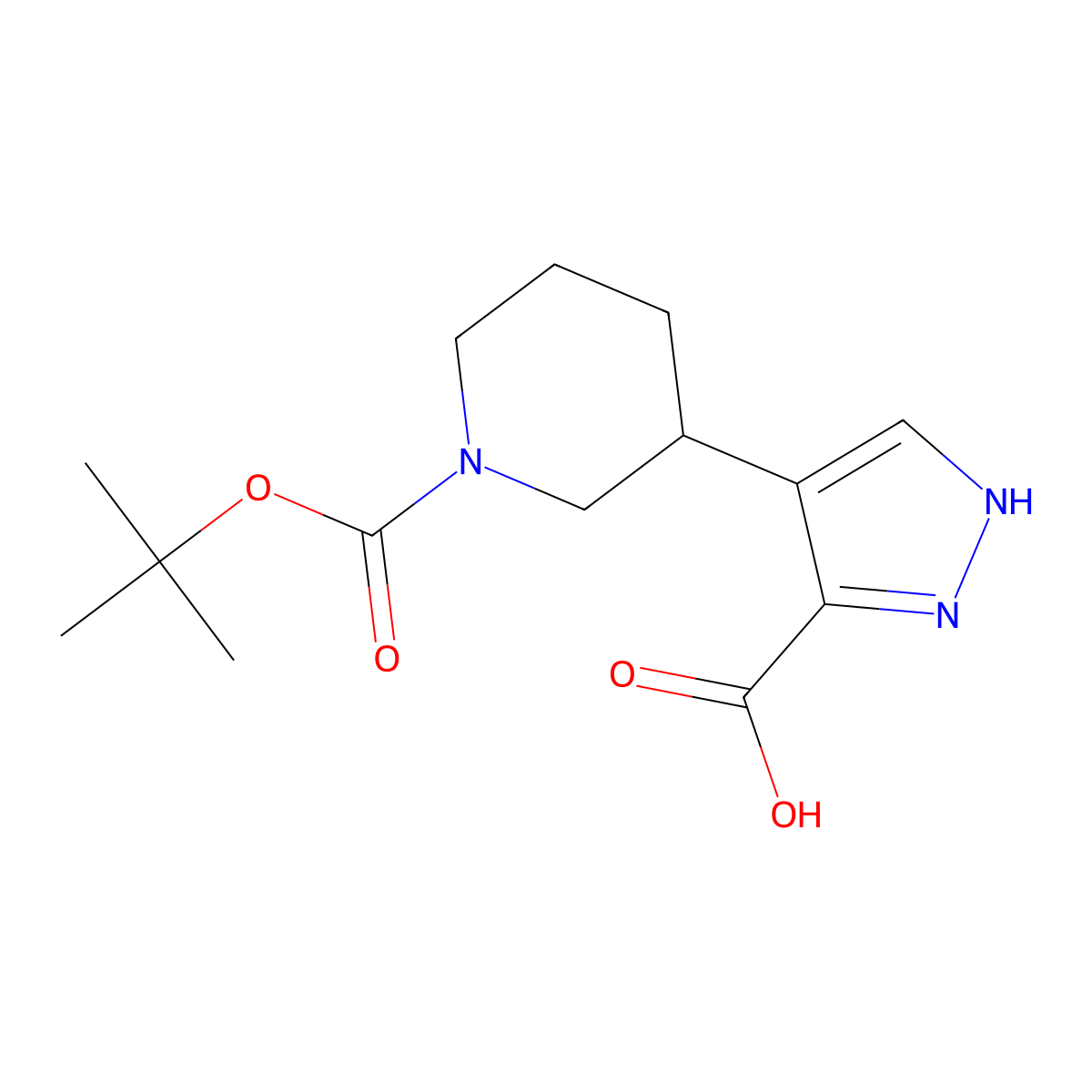 4-{1-[(tert-butoxy)carbonyl]piperidin-3-yl}-1H-pyrazole-3-carboxylic acid molecular structure, CAS 2377032-38-5