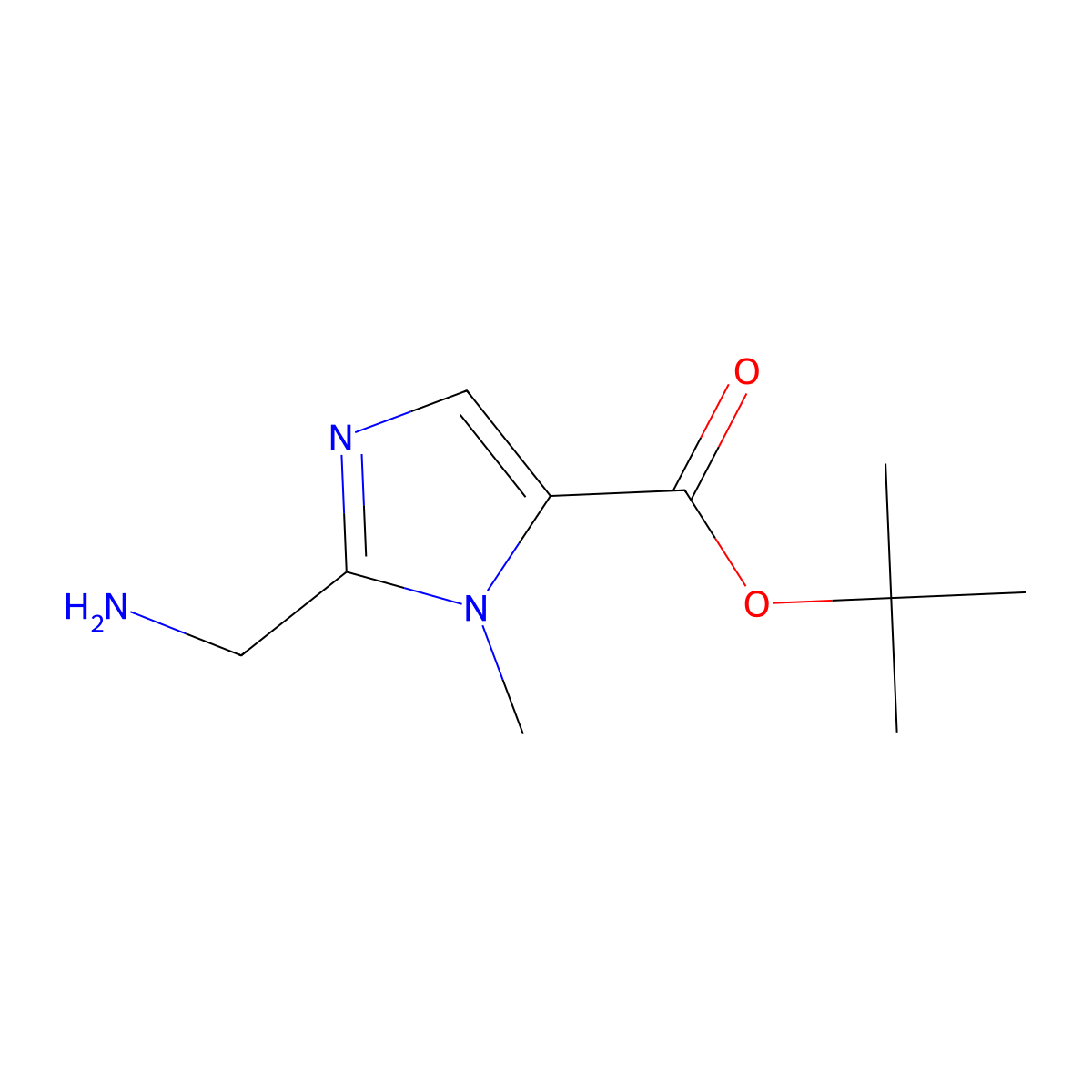 tert-butyl 2-(aminomethyl)-1-methyl-1H-imidazole-5-carboxylate molecular structure, CAS 2377032-42-1