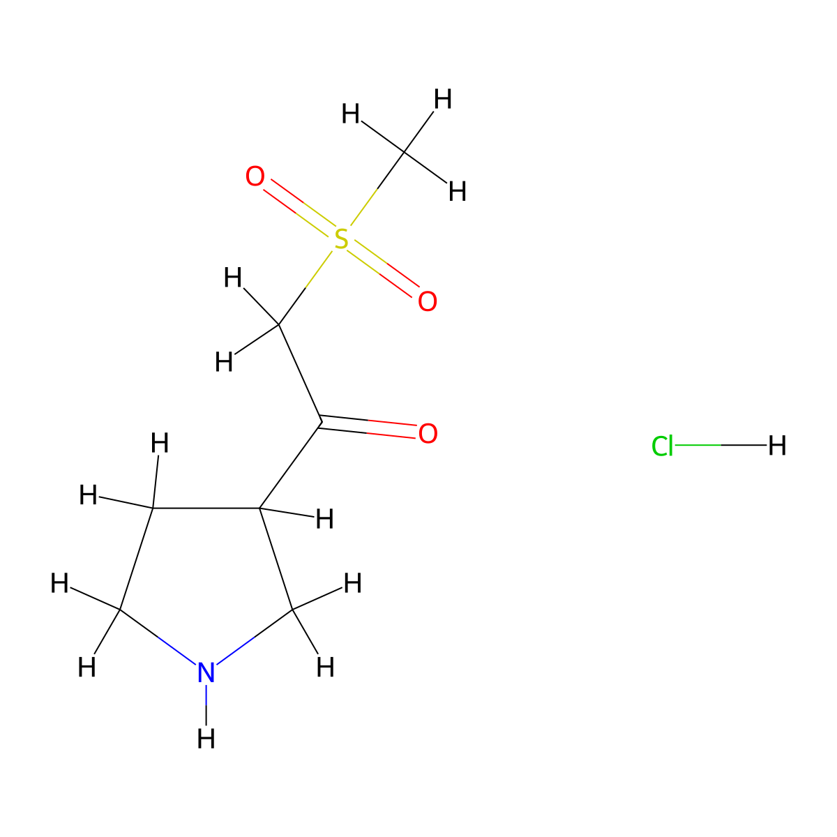 2-Methanesulfonyl-1-(pyrrolidin-3-yl)ethan-1-one hydrochloride molecular structure, CAS 2377032-43-2