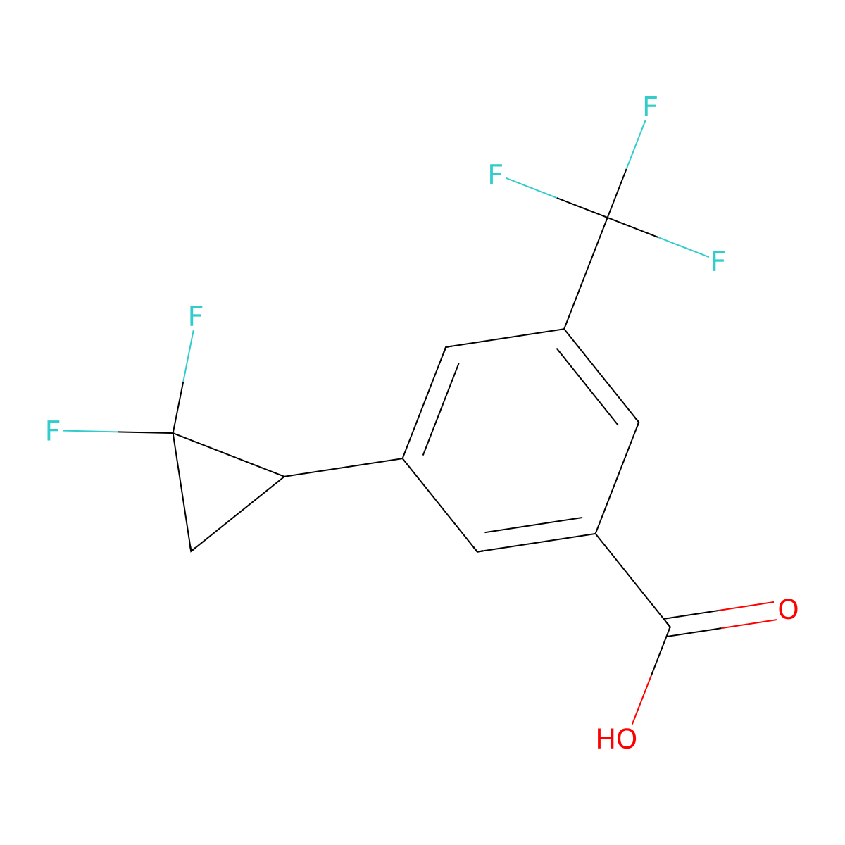 3-(2,2-Difluorocyclopropyl)-5-(trifluoromethyl)benzoic acid molecular structure, CAS 2377032-45-4