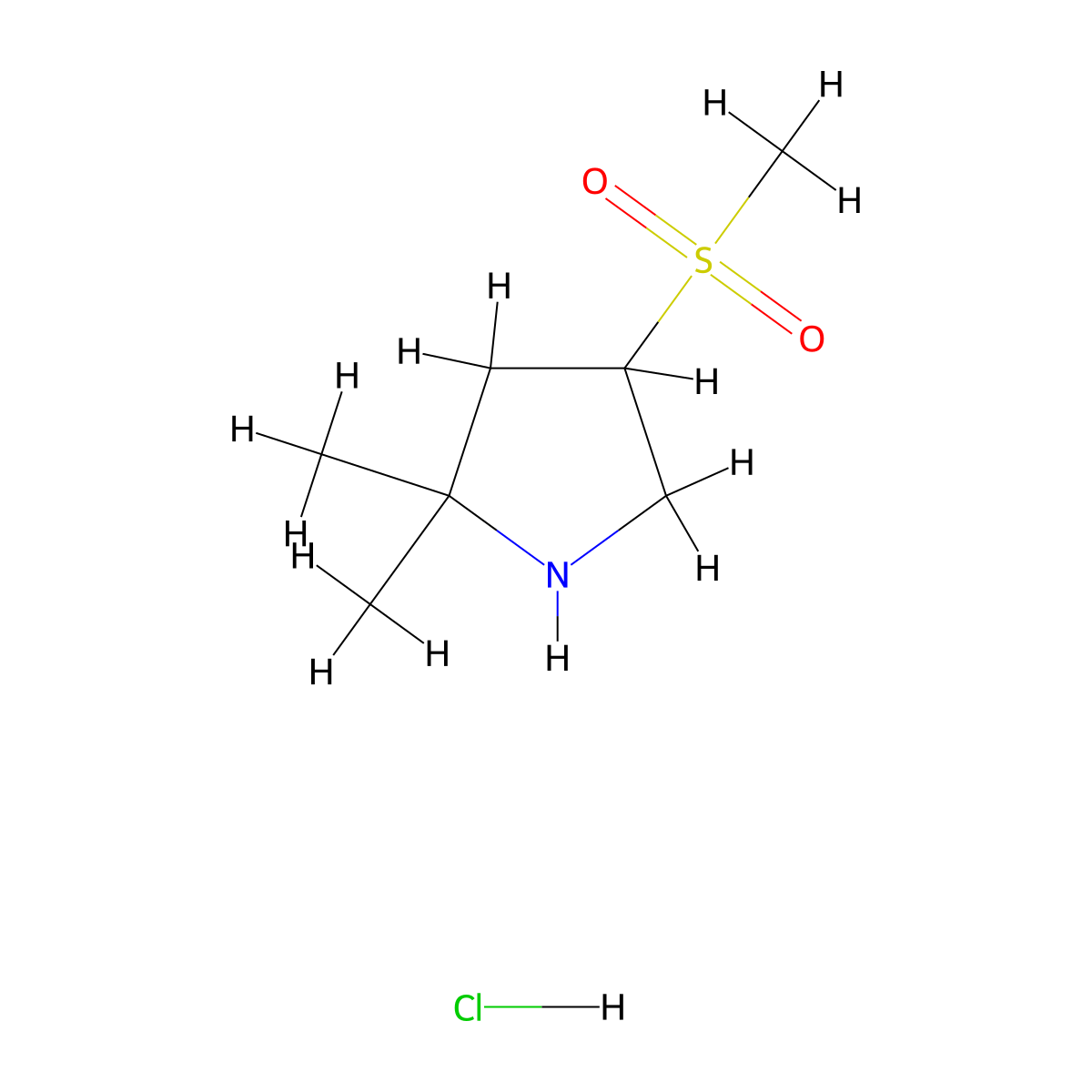 4-Methanesulfonyl-2,2-dimethylpyrrolidine hydrochloride molecular structure, CAS 2377032-48-7