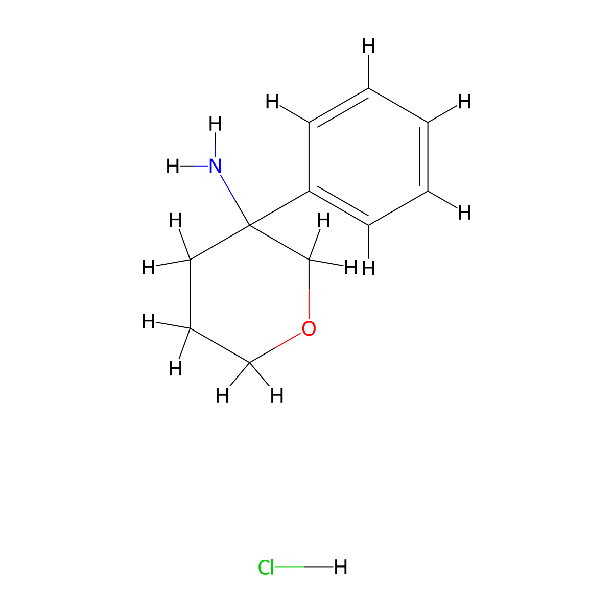 3-Phenyloxan-3-amine hydrochloride molecular structure, CAS 2377032-59-0
