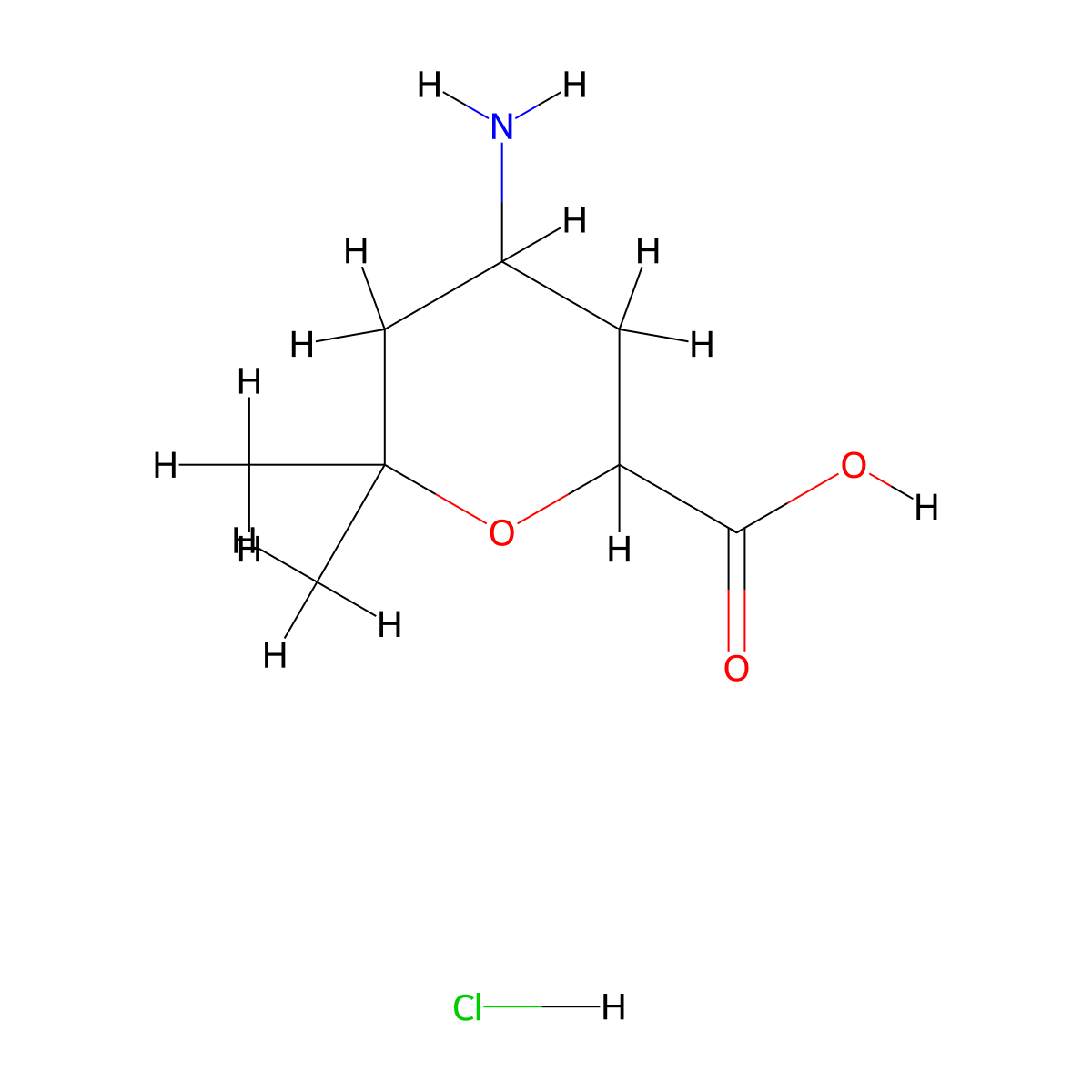 4-Amino-6,6-dimethyloxane-2-carboxylic acid hydrochloride molecular structure, CAS 2377032-62-5
