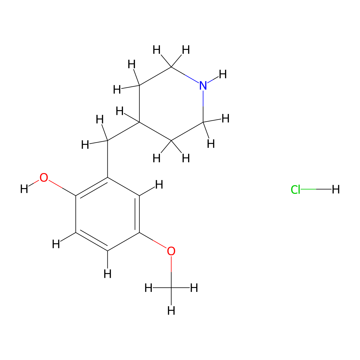 4-Methoxy-2-[(piperidin-4-yl)methyl]phenol hydrochloride molecular structure, CAS 2377032-66-9