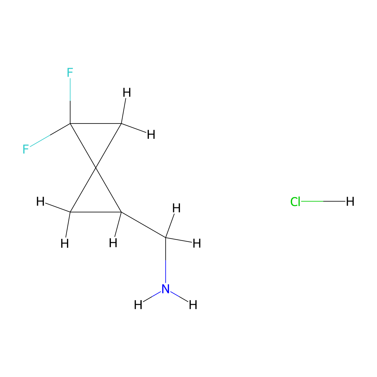 {4,4-Difluorospiro[2.2]pentan-1-yl}methanamine hydrochloride molecular structure, CAS 2377032-69-2