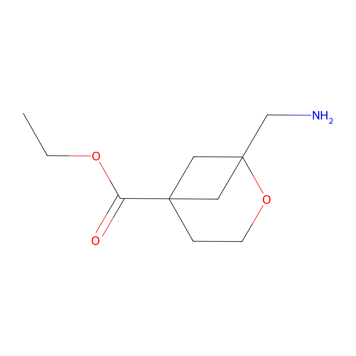 Ethyl 1-(aminomethyl)-2-oxabicyclo[3.1.1]heptane-5-carboxylate molecular structure, CAS 2377032-74-9