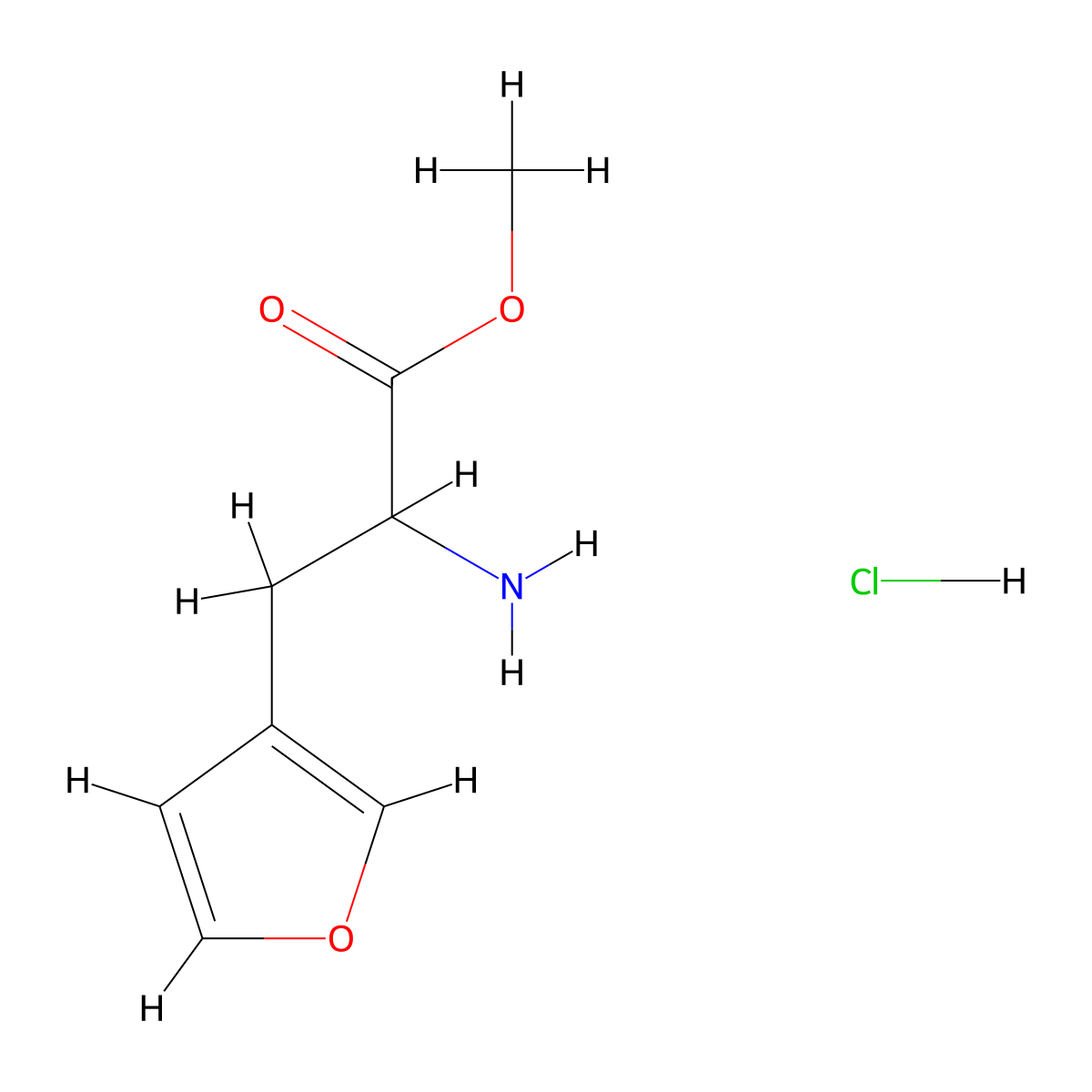 Methyl 2-amino-3-(furan-3-yl)propanoate hydrochloride molecular structure, CAS 2377032-76-1