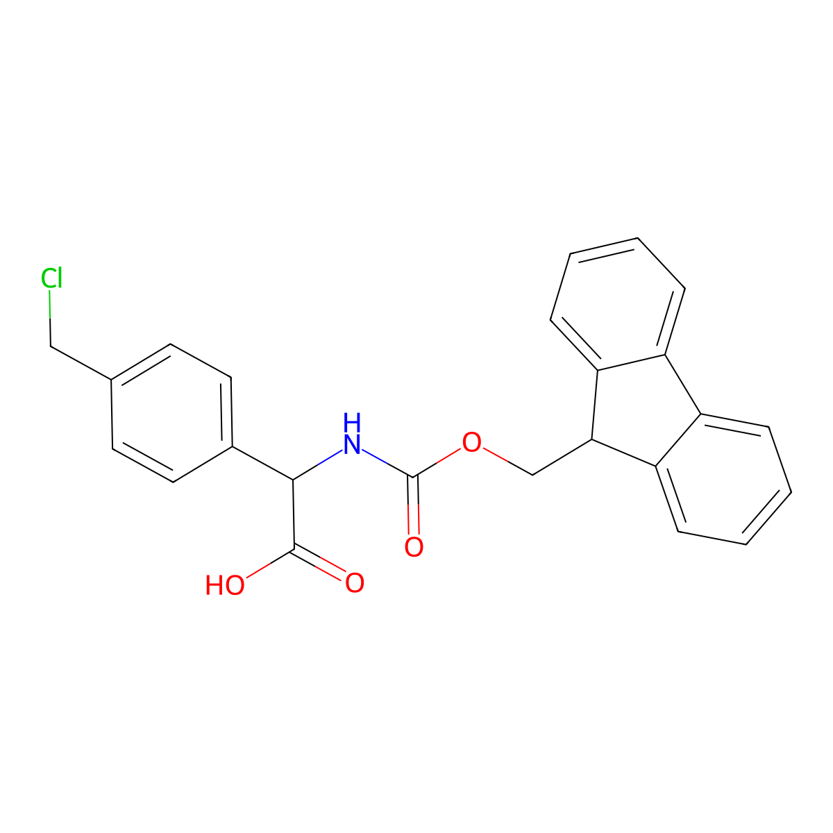2-[4-(chloromethyl)phenyl]-2-({[(9H-fluoren-9-yl)methoxy]carbonyl}amino)acetic acid molecular structure, CAS 2377032-78-3