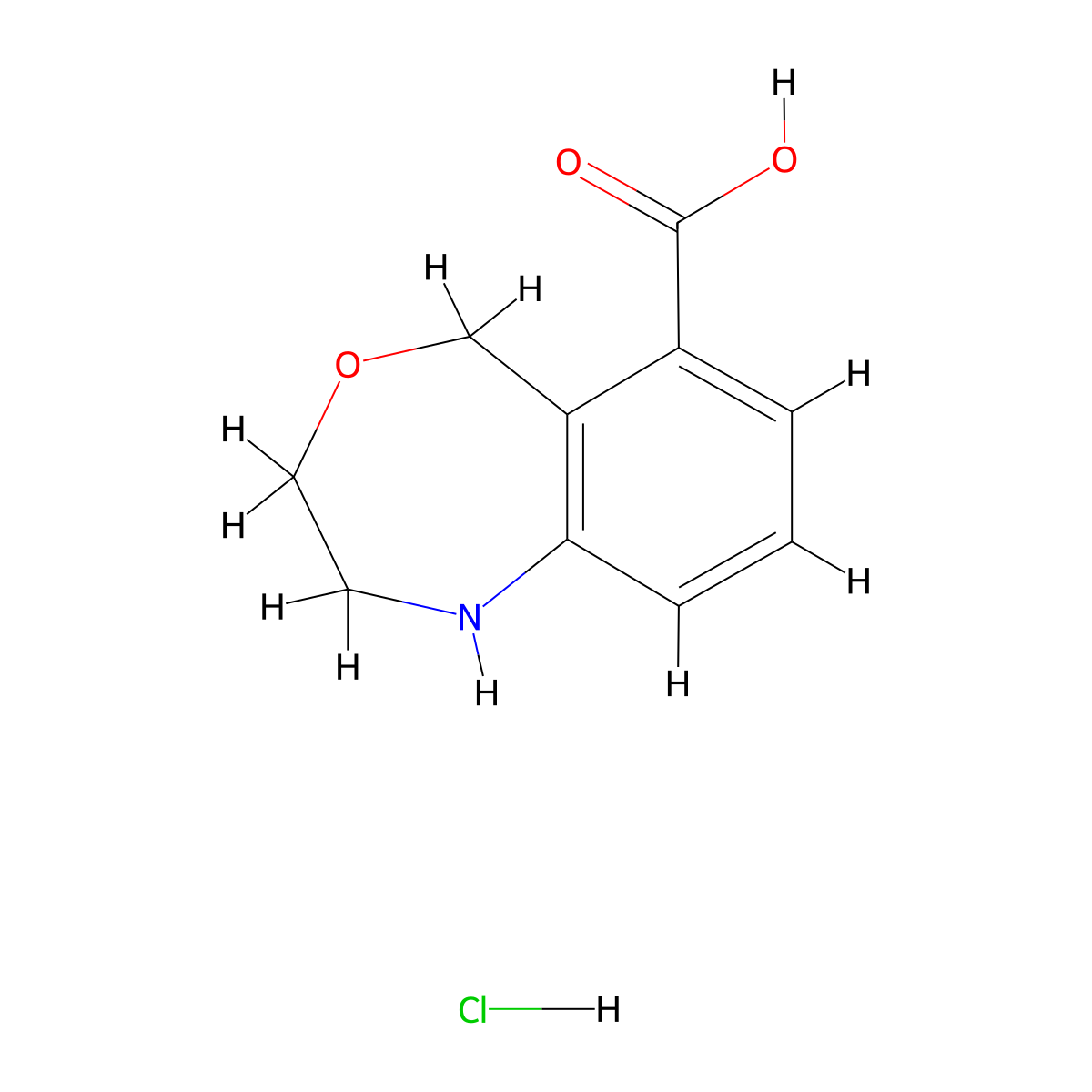 1,2,3,5-Tetrahydro-4,1-benzoxazepine-6-carboxylic acid hydrochloride molecular structure, CAS 2377032-85-2