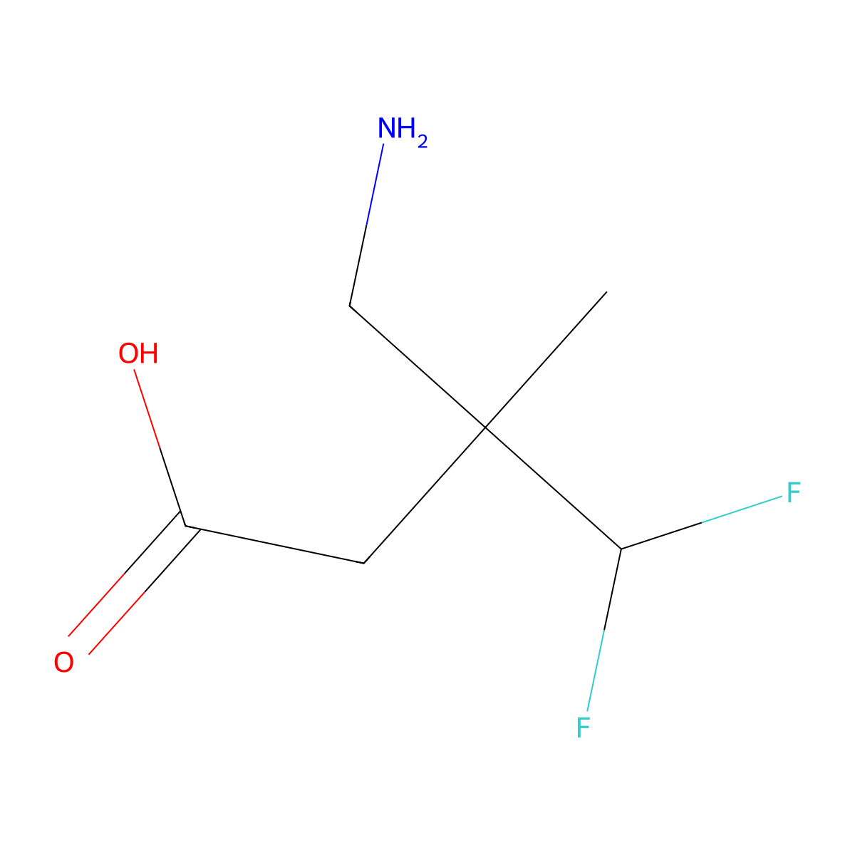 4-Amino-3-(difluoromethyl)-3-methylbutanoic acid molecular structure, CAS 2377032-86-3