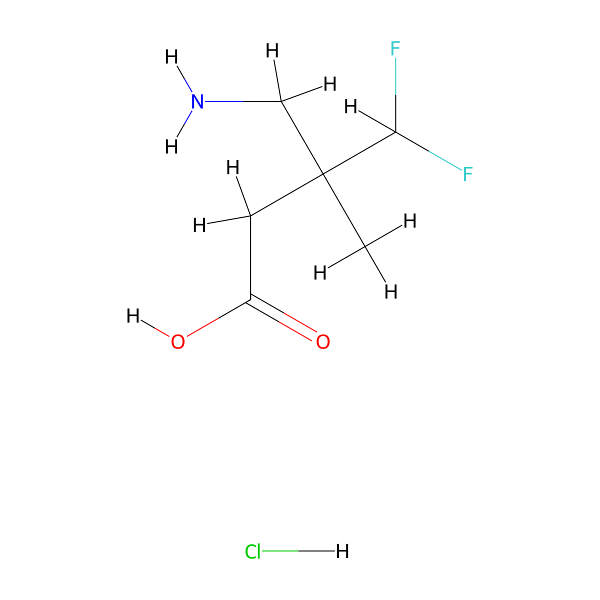4-Amino-3-(difluoromethyl)-3-methylbutanoic acid hydrochloride molecular structure, CAS 2377032-87-4