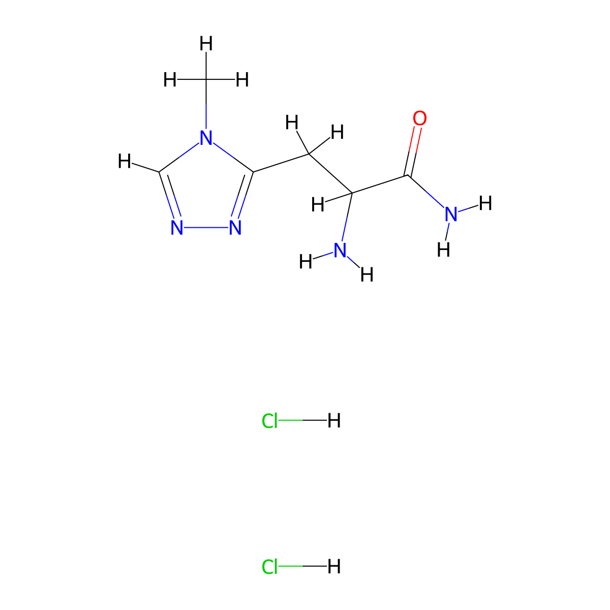 2-amino-3-(4-methyl-4H-1,2,4-triazol-3-yl)propanamide dihydrochloride molecular structure, CAS 2377032-88-5