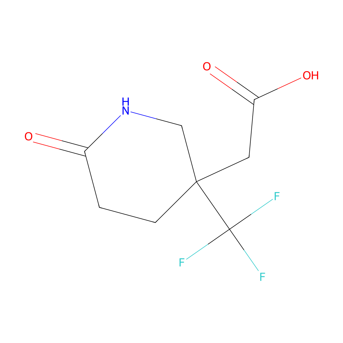 2-(6-Oxo-3-(trifluoromethyl)piperidin-3-yl)acetic acid molecular structure, CAS 2377032-89-6