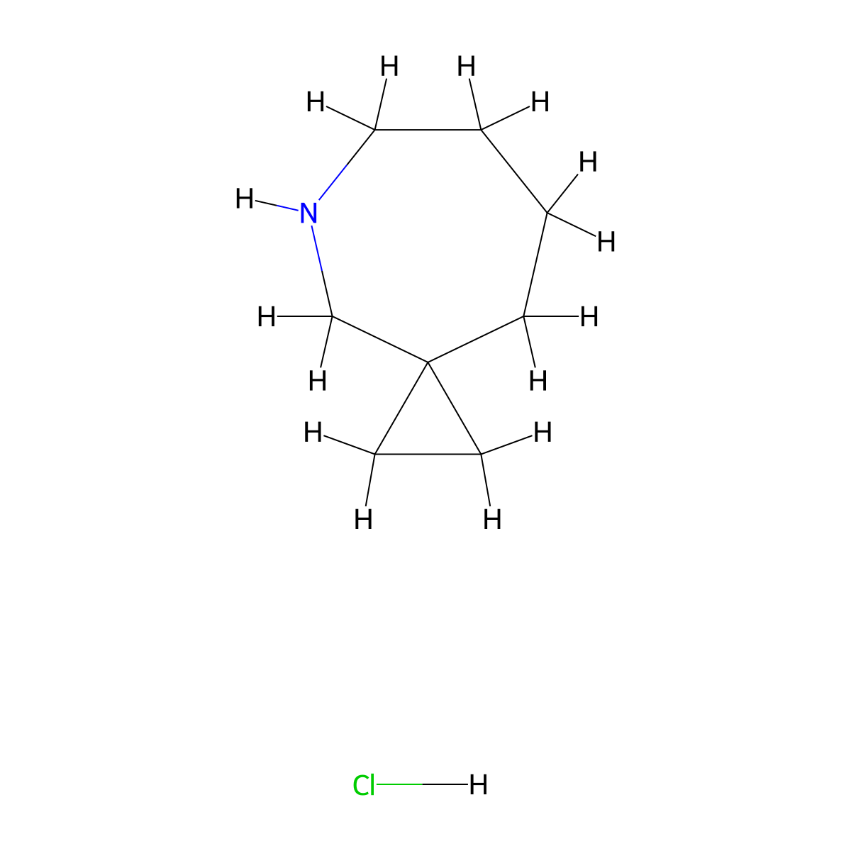 5-Azaspiro(2.6)nonane hydrochloride molecular structure, CAS 2377032-91-0