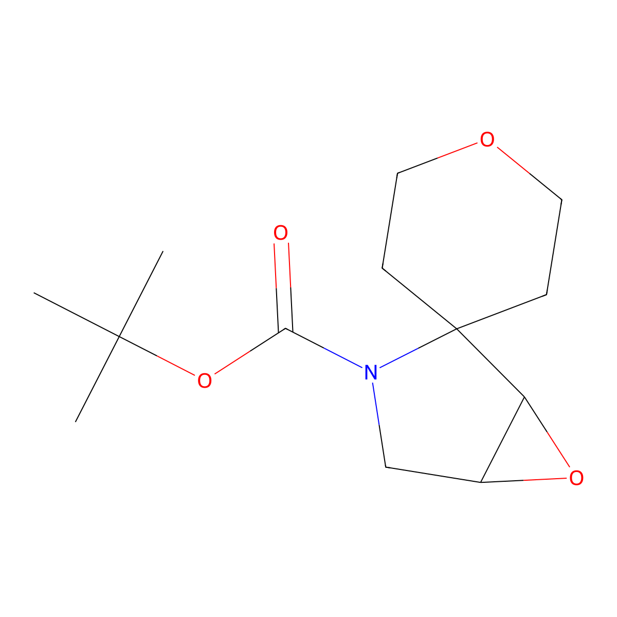 Tert-butyl 6-oxa-3-azaspiro(bicyclo(3.1.0)hexane-2,4'-oxane)-3-carboxylate molecular structure, CAS 2377032-93-2