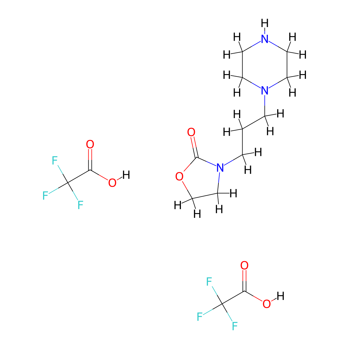 3-[3-(Piperazin-1-yl)propyl]-1,3-oxazolidin-2-one,bis(trifluoroaceticacid) molecular structure, CAS 2377033-00-4