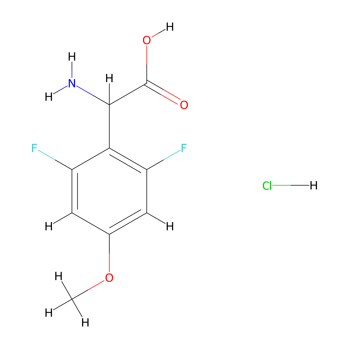 2-Amino-2-(2,6-difluoro-4-methoxyphenyl)aceticacidhydrochloride molecular structure, CAS 2377033-02-6