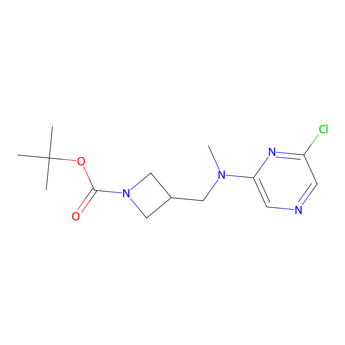 Tert-butyl 3-{[(6-chloropyrazin-2-yl)(methyl)amino]methyl}azetidine-1-carboxylate molecular structure, CAS 2377033-06-0