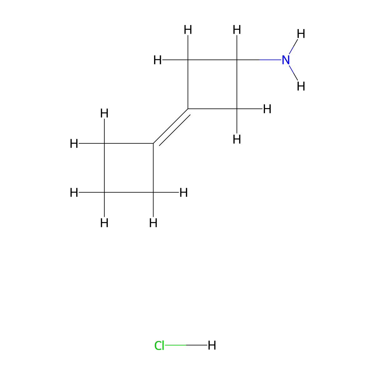 3-Cyclobutylidenecyclobutan-1-amine hydrochloride molecular structure, CAS 2377033-11-7