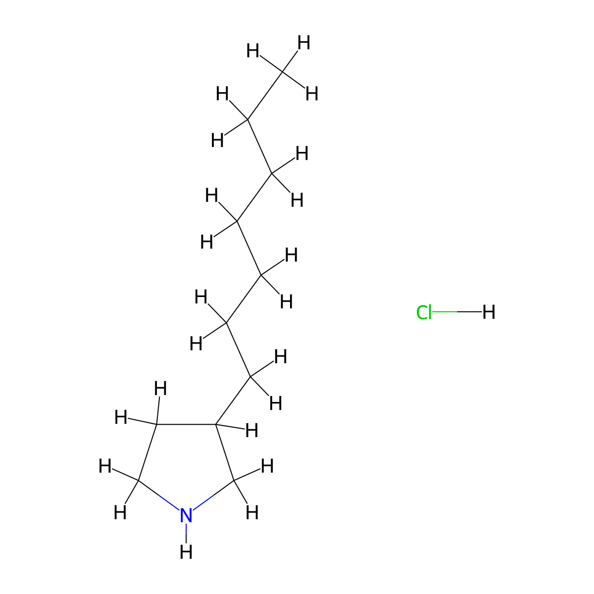 3-Heptylpyrrolidine hydrochloride molecular structure, CAS 2377033-18-4