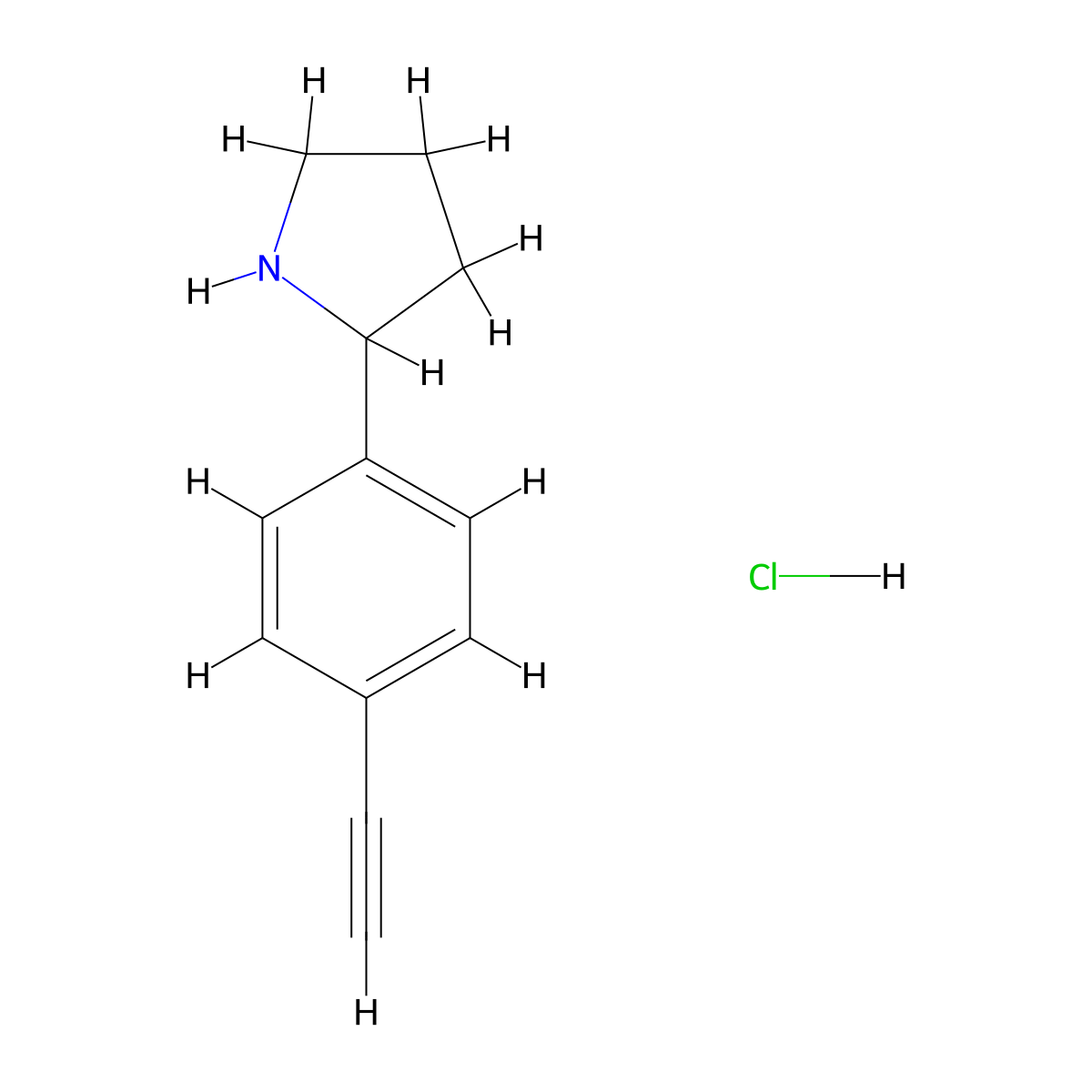2-(4-Ethynylphenyl)pyrrolidine hydrochloride molecular structure, CAS 2377033-22-0
