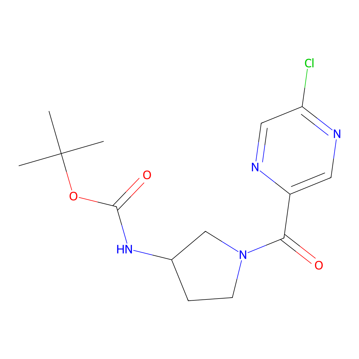 tert-butylN-[1-(5-chloropyrazine-2-carbonyl)pyrrolidin-3-yl]carbamate molecular structure, CAS 2377033-26-4