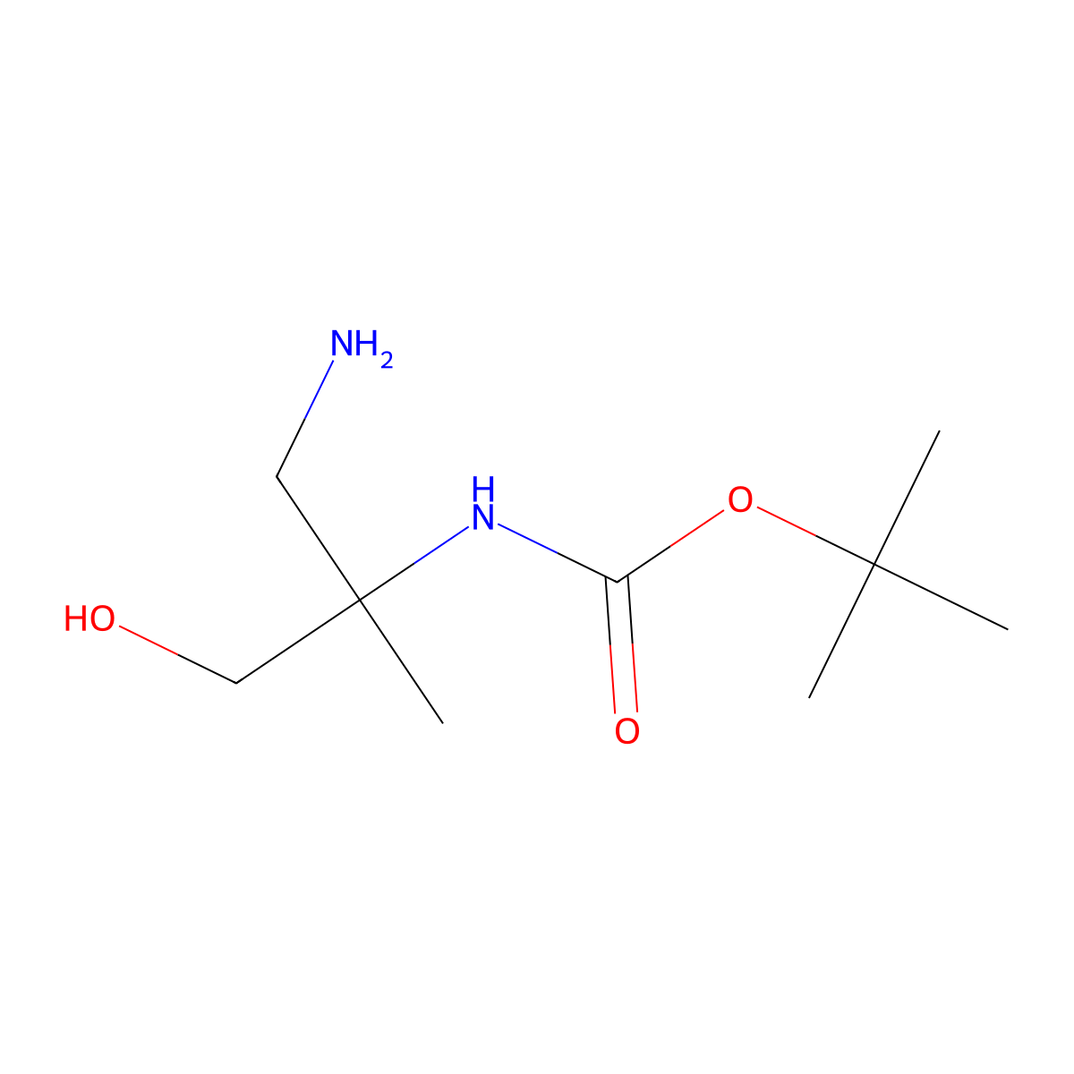 tert-Butyl N-(1-amino-3-hydroxy-2-methylpropan-2-yl)carbamate molecular structure, CAS 2377033-33-3