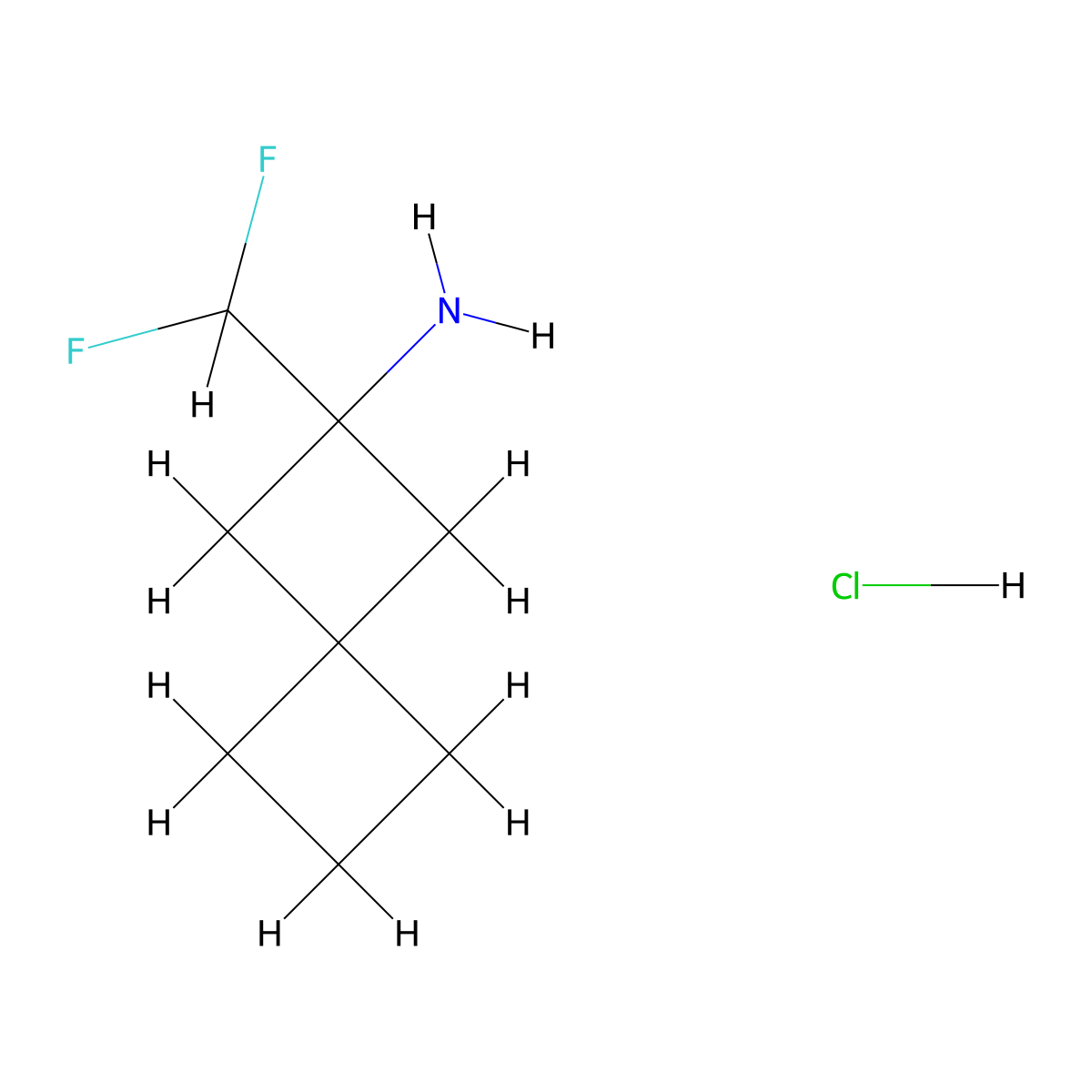 2-(Difluoromethyl)spiro(3.3)heptan-2-amine hydrochloride molecular structure, CAS 2377033-38-8