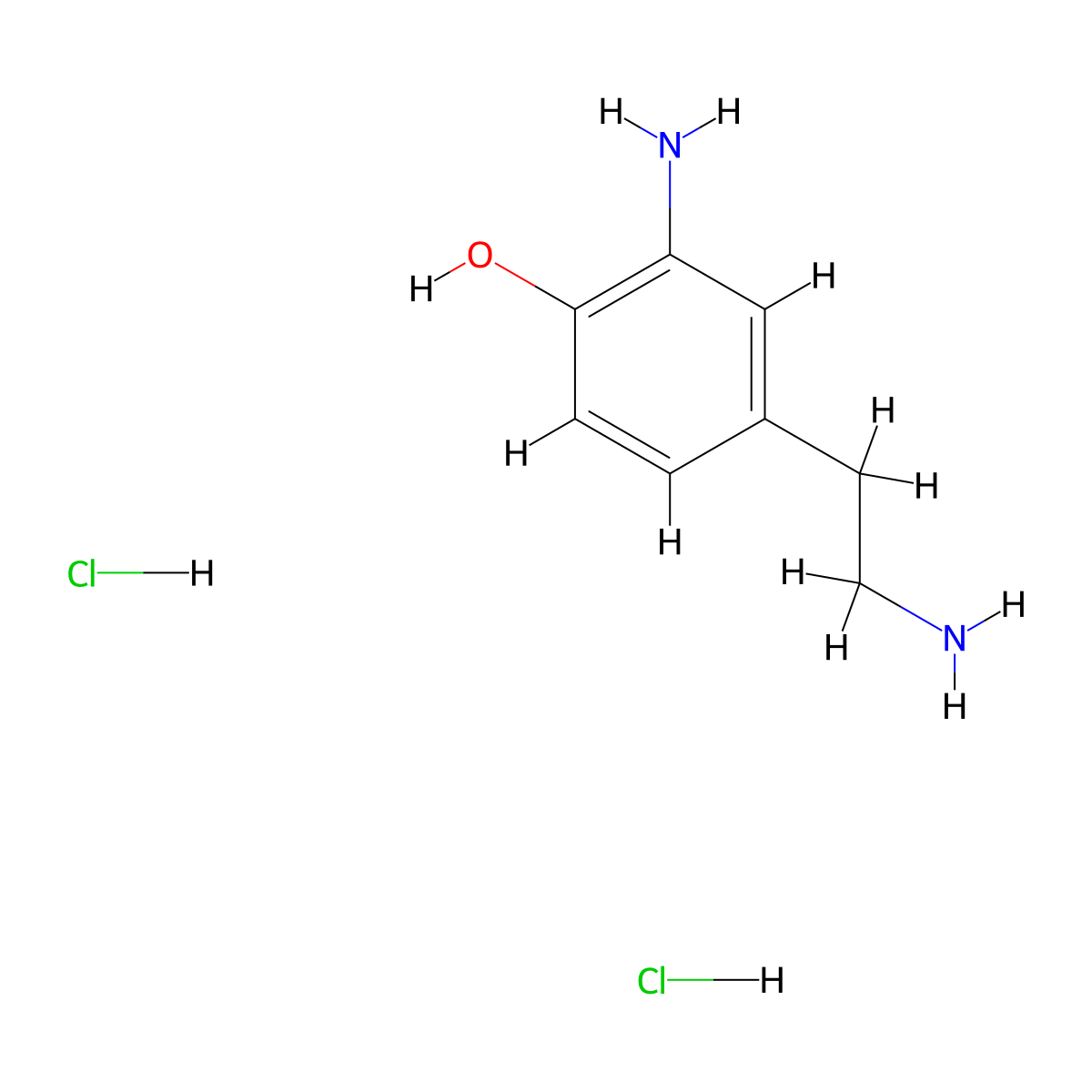 2-Amino-4-(2-aminoethyl)phenol dihydrochloride molecular structure, CAS 2377033-39-9