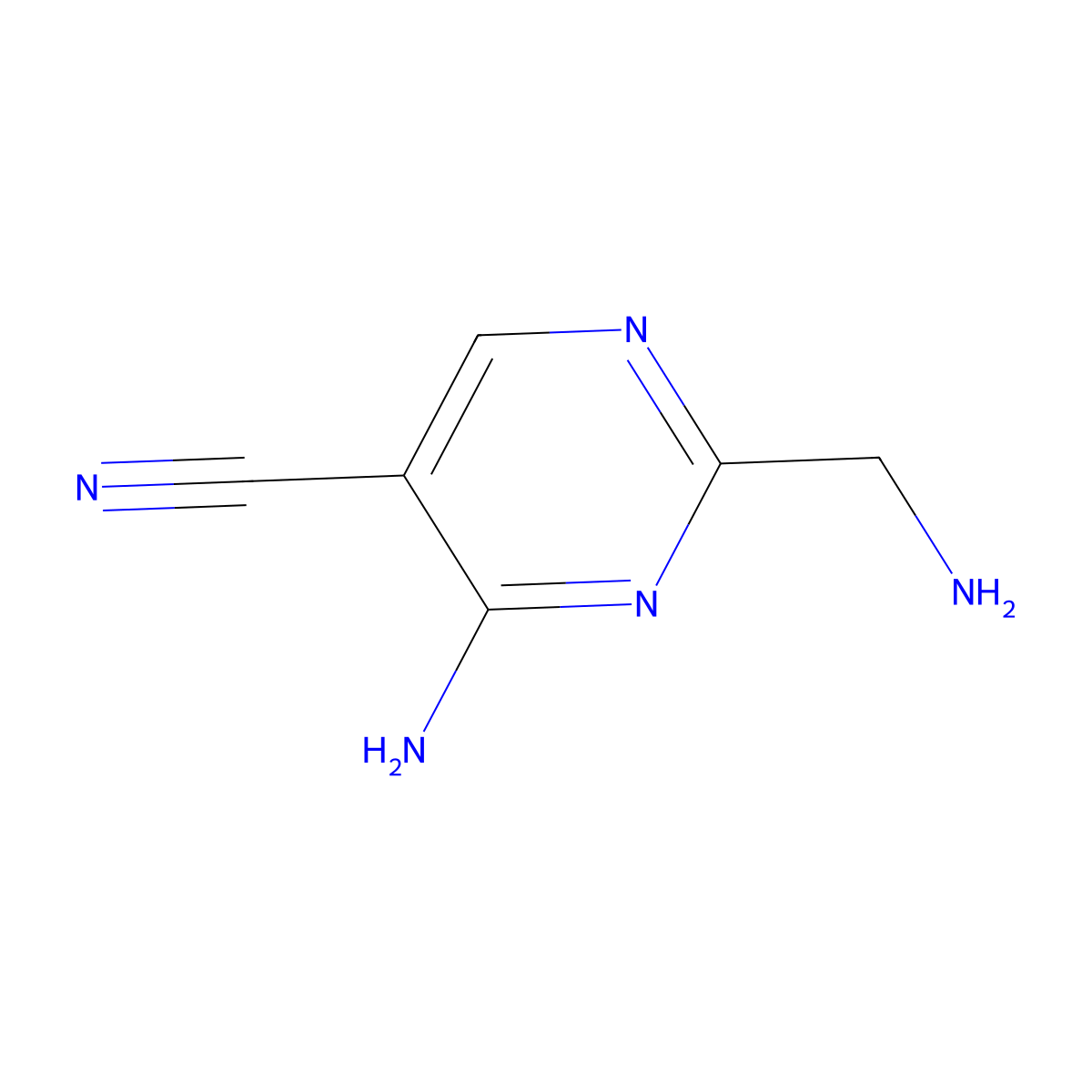 4-Amino-2-(aminomethyl)pyrimidine-5-carbonitrile molecular structure, CAS 2377033-41-3