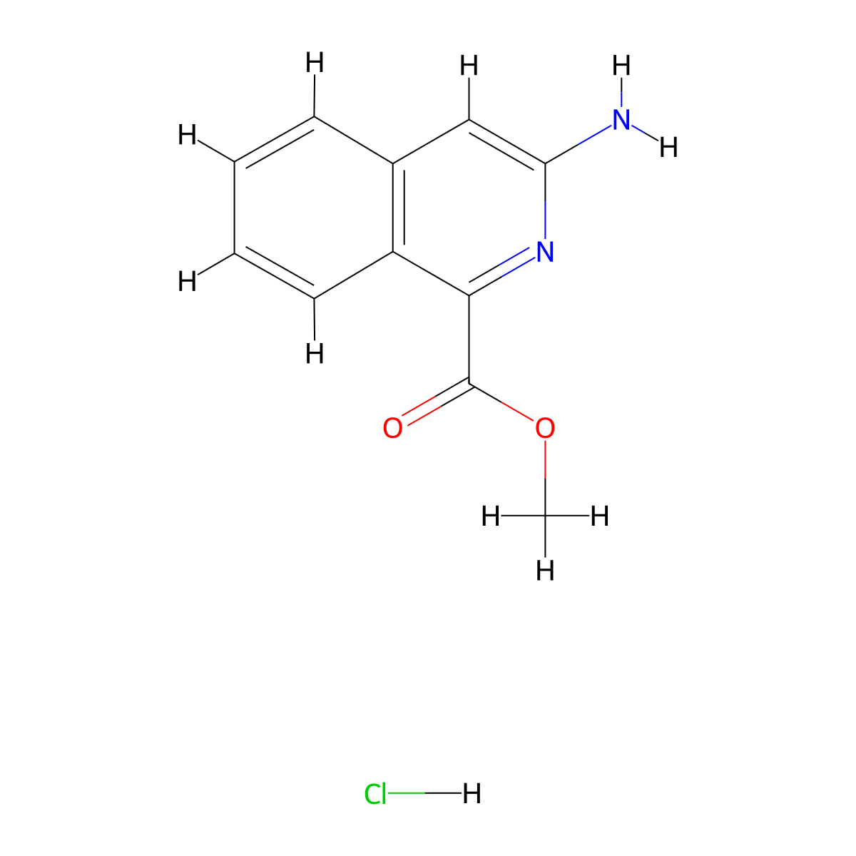 Methyl 3-aminoisoquinoline-1-carboxylate hydrochloride molecular structure, CAS 2377033-50-4